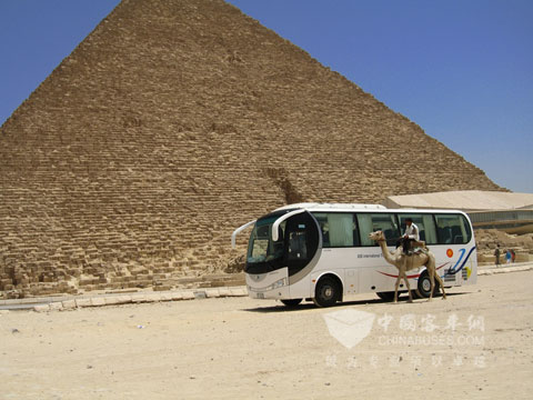 Yutong buses and Pyramids enhancing each other’s beauty