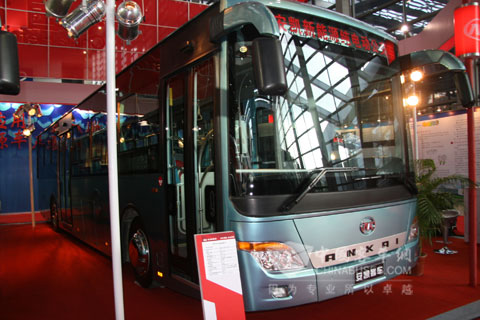 Ankai pure electric power bus presented on the exhibition