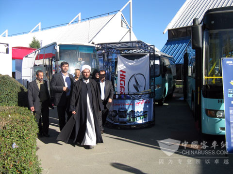 Iranian official of Ministry of Communications on the Higer Bus booth