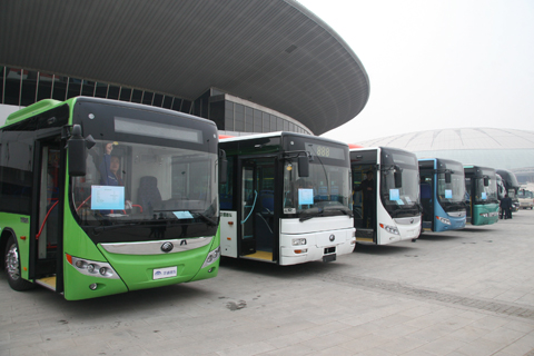 Buses in Tianjin Sports Center Square