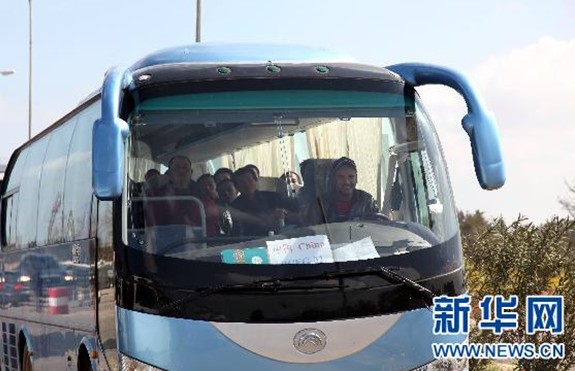 Yutong bus carrying Chinese citizens 