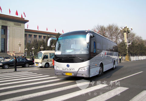 Sunlong bus running for NPC/CPPCC