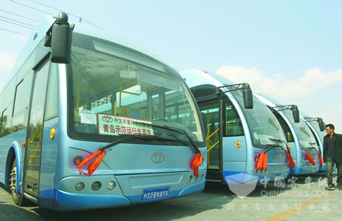 Zhongwen pure electric city buses delivered to Qingdao