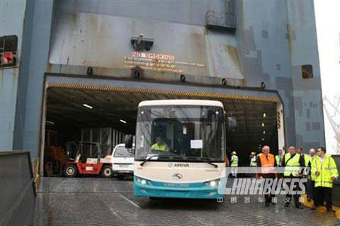 King Long buses drive off deck 