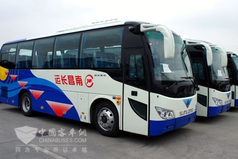 30 units of Sunlong SLK6872 buses were delivered to Jiangxi Transportation Company