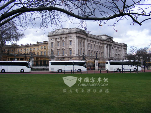 King Long Buses in front of Buckingham Palace