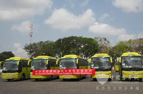 Chinese Government Aid Ghana with 17 Zhongtong Coaches 