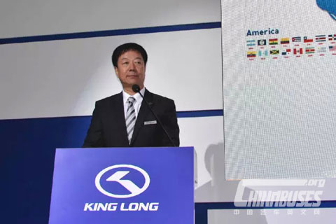 Lian Xiaoqiang, President of King Long, Giving Speech at Busworld Kortrijk 2015