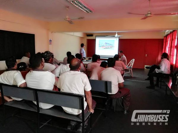 Golden Dragon 12-meter bus in operation in Mauritius 